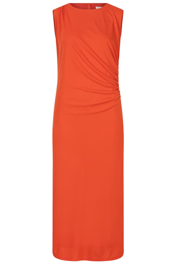 DRESS LONG GATHERING HS25.28212 437 red orange